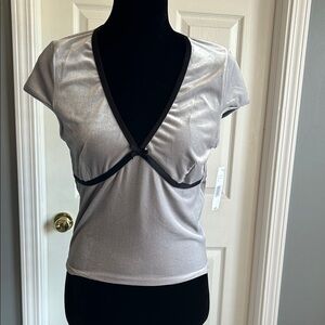 Moa Moa Silver V-Neck Blouse